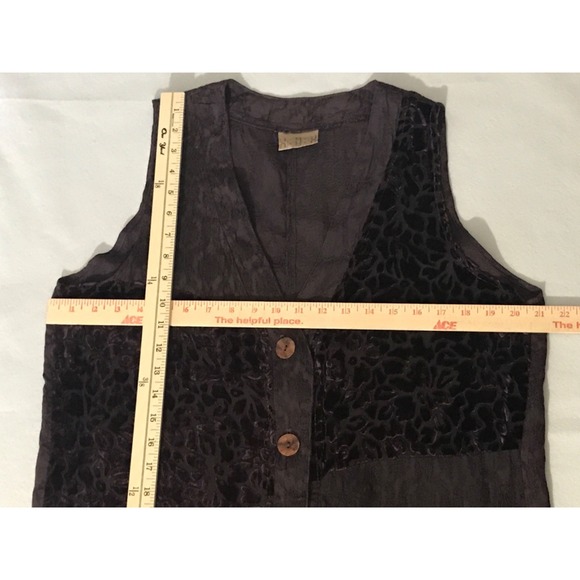 URU Velvet Burnout‎ Sleeveless Blouse One Size Purple Textured Jacquard Vintage - Picture 10 of 12